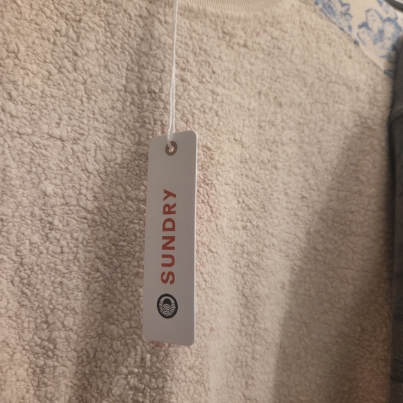 Sundry By "Anthropologie" Cream & Blue Patterned Sweater - Picture 2 of 7